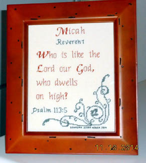 Micah stitched by grandma Jenny